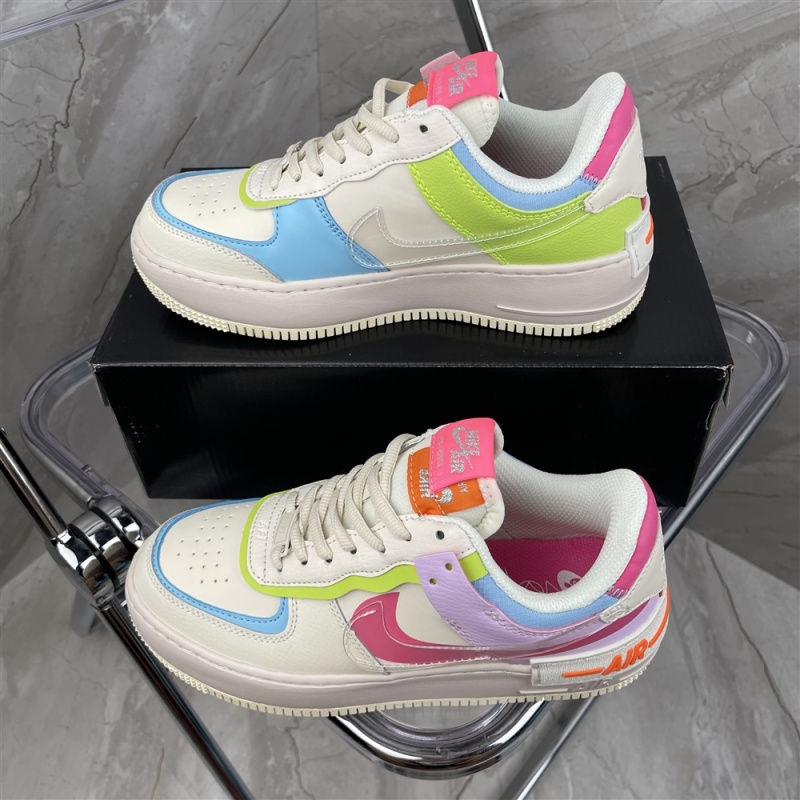 Genuine two-layer leather Nike macarone Air Force 1 AF1 deconstruction double hook sneaker C ct7350-500 size: 36-4