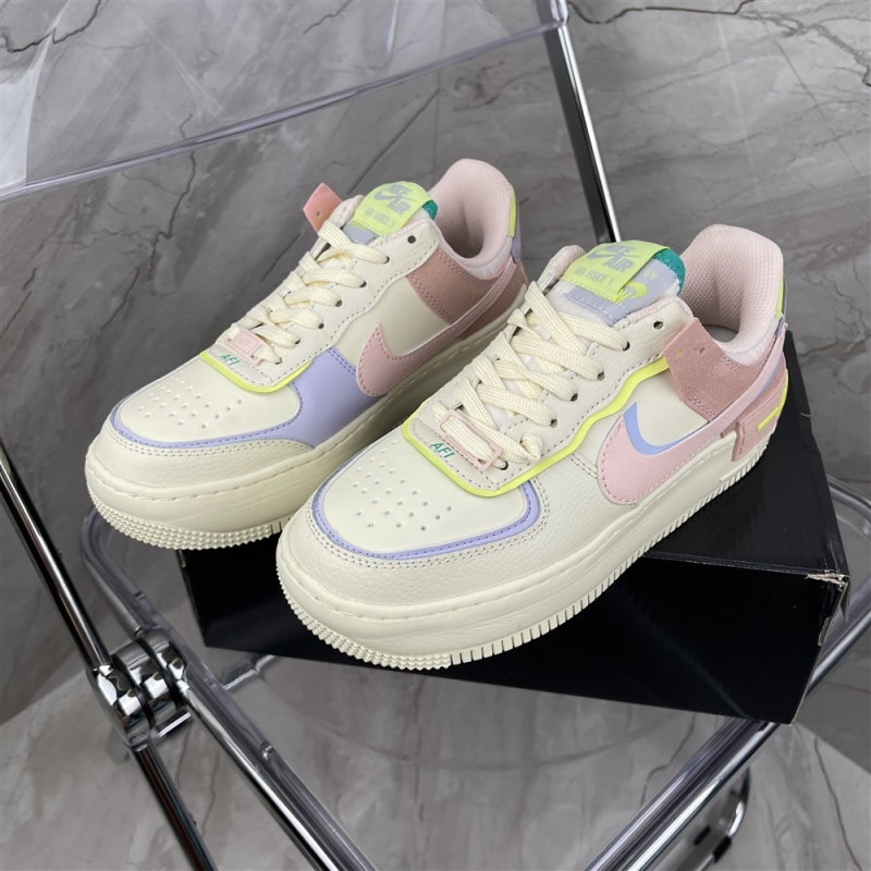 Genuine two-layer leather Nike macarone Air Force 1 AF1 deconstruction double hook sneaker C ci0919-700 size: 36-4
