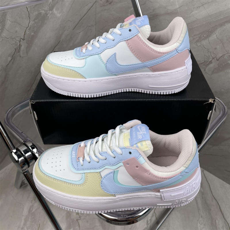 Genuine two-layer leather Nike macarone Air Force 1 AF1 deconstruction double hook sneaker C ci0919-106 size: 36-4