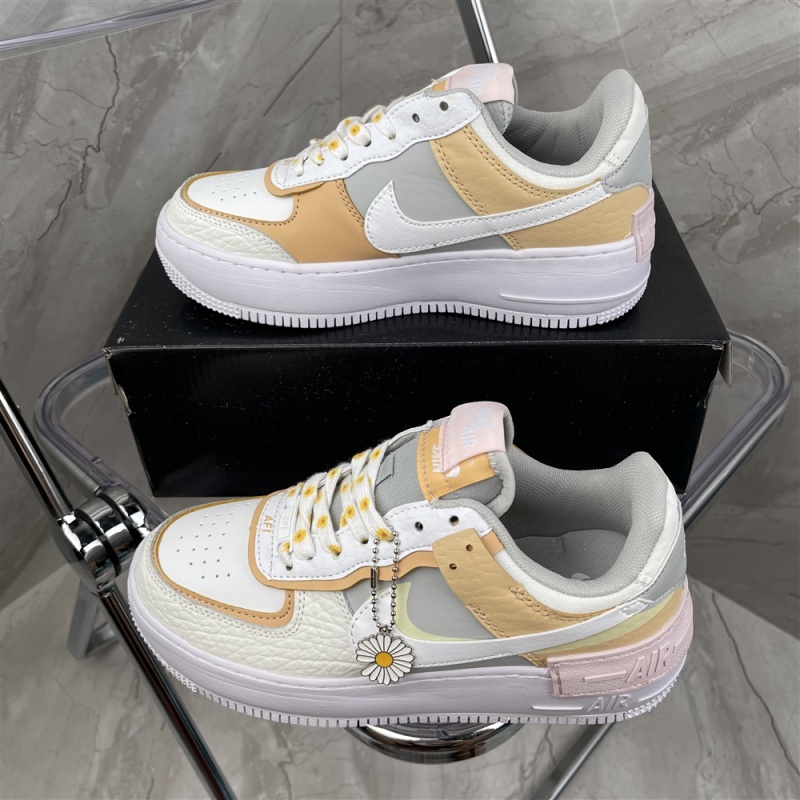 Genuine two-layer leather Nike macarone Air Force 1 AF1 deconstruction double hook sneaker C ck3172-002 size: 36-4