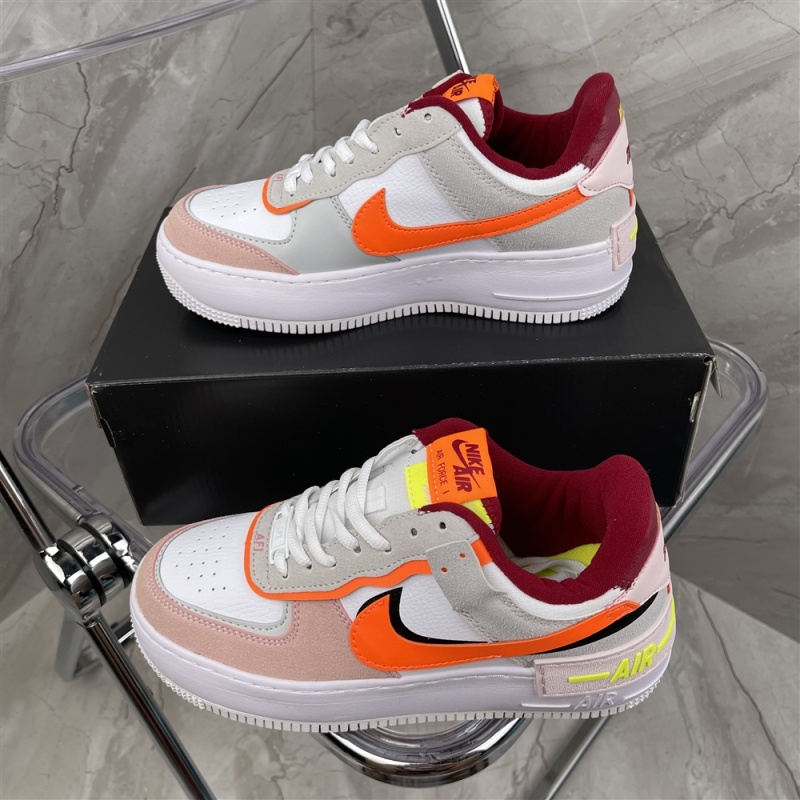 Genuine two-layer leather Nike macarone Air Force 1 AF1 deconstruction double hook sneaker C cv8591-600 size: 36-4