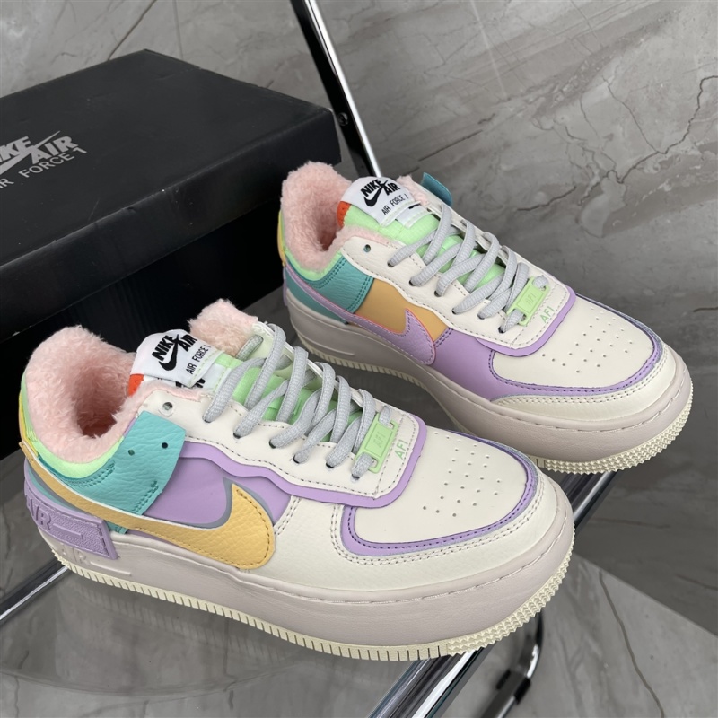 Fluffy real label double skin Nike macarone Air Force 1 AF1 deconstruction double hook sneaker C ci0919-101 size: