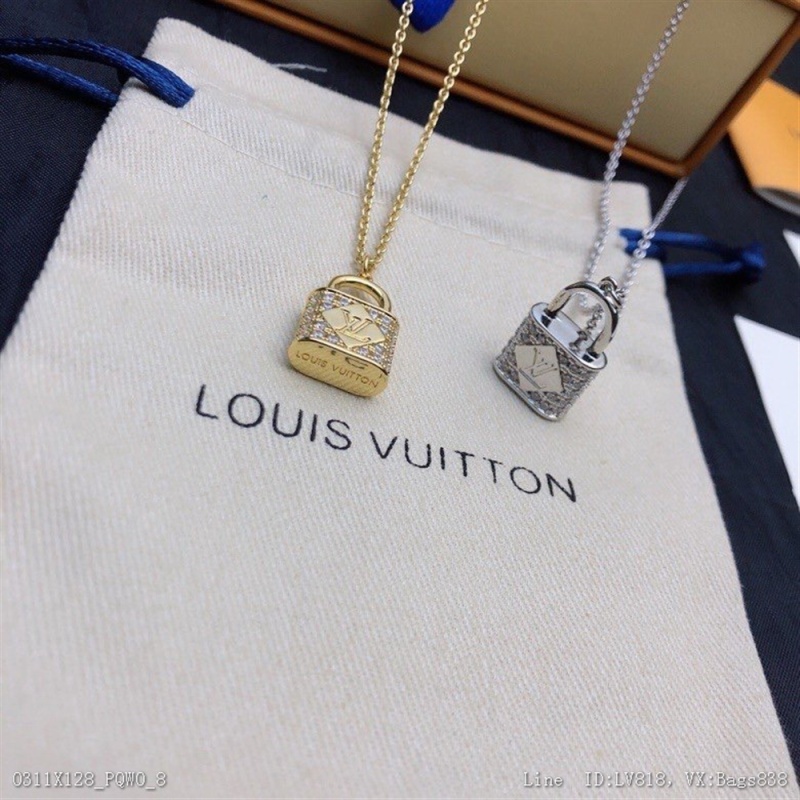 00069_ X128PQW0_ Beautiful LV Louis Vuitton Necklace high-end custom original thick gold plating elegant intellectual atmosphere grade