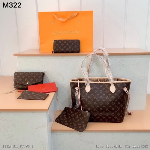 00368_ Q101PYJW0_ New combination m322lv shopping bag LV three piece set lv wallet size shopping bag 33291