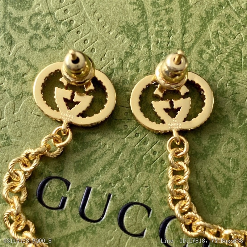 00178_ X128PQ00_ Hot big brand new Gucci Earrings Fashion Brand Gucci personalized full diamond long pearl earrings counter synchronization one