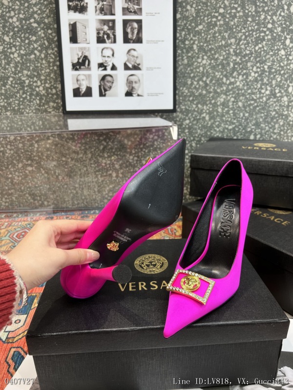 00136_ Versace fabric silk lining sheepskin heel height 105cm outsole leather outsole size 3542404