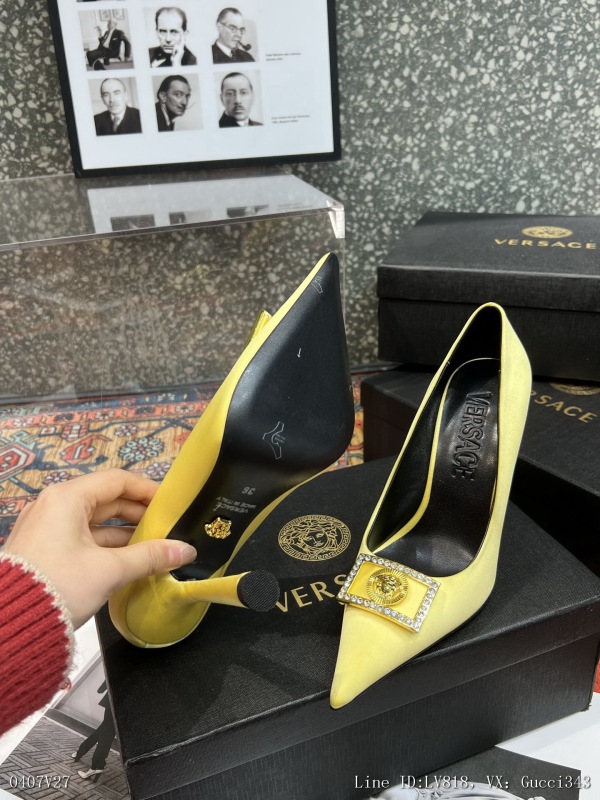 00140_ Versace fabric silk lining sheepskin heel height 105cm outsole leather outsole size 3542404