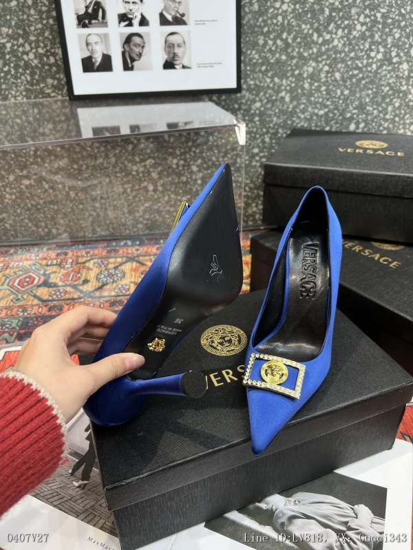 00139_ Versace fabric silk lining sheepskin heel height 105cm outsole leather outsole size 3542404