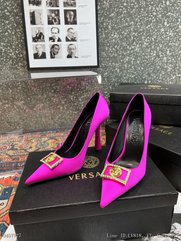 00136_ Versace fabric silk lining sheepskin heel height 105cm outsole leather outsole size 3542404