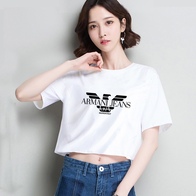 Armani Summer Women's Printed T-Shirts Short Sleeve Tops Short Short Sleeves Casual Daily Clothes Girls Sexy Slim Short T Team Wear