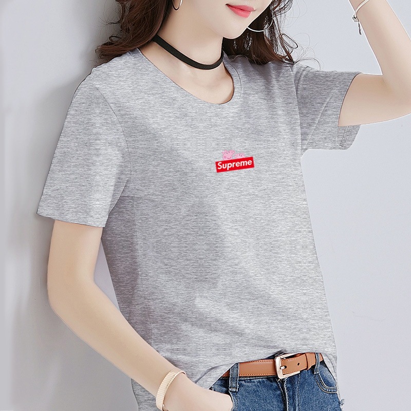 short sleeve T-shirt Simple and stylish teenager group clothes Supreme couple models round neck short sleeves bottoming clothes Short T 2022 new