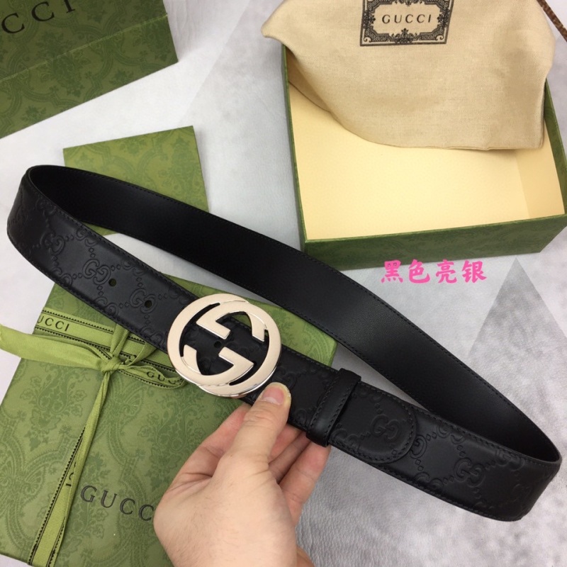 Gucci classic full leather embossed belt
