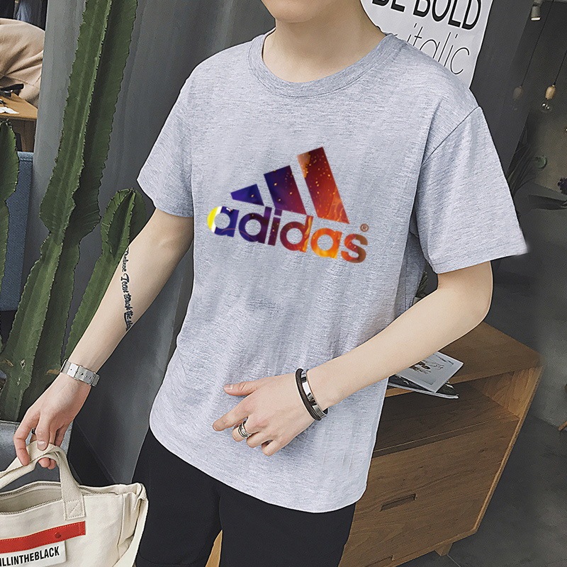 Adidas Summer T-Shirts Sports Tops Comfortable Breathable Tops Unisex Personalized Letter Print T-Shirts Round Neck Pullover Tops