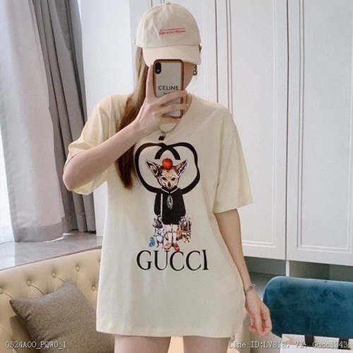 00179_ A00PQW0_ Gucci2022 early spring new G digital direct spray fox loose pure cotton versatile short sleeve T-shirt smlxl