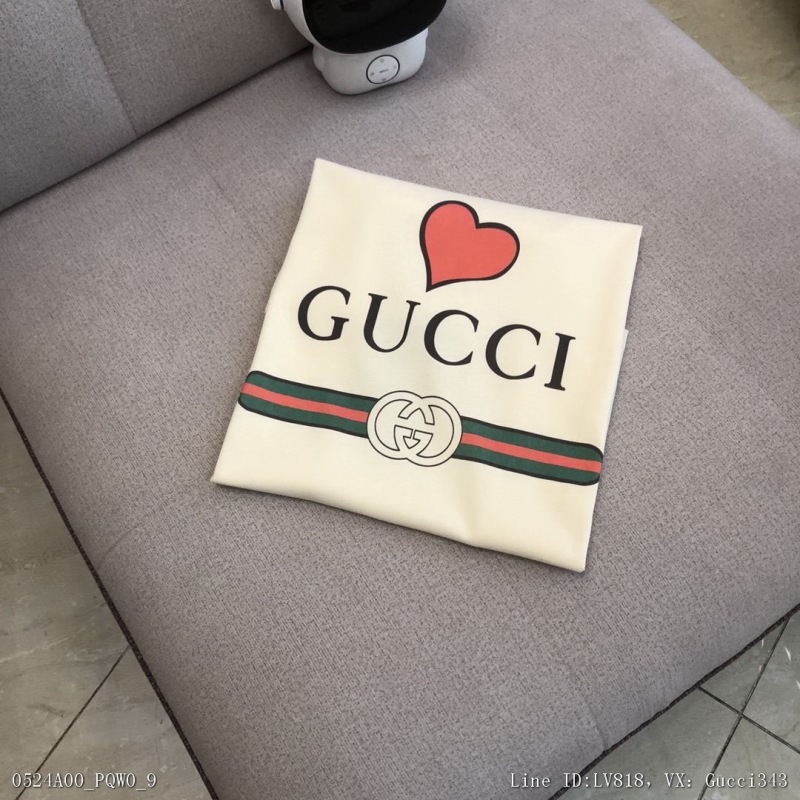 00114_ A00PQW0_ Gucci high version 2022 spring and summer g family new spray printed belt love logo short sleeve t-shirt size table s shoulder width 42 bust 92