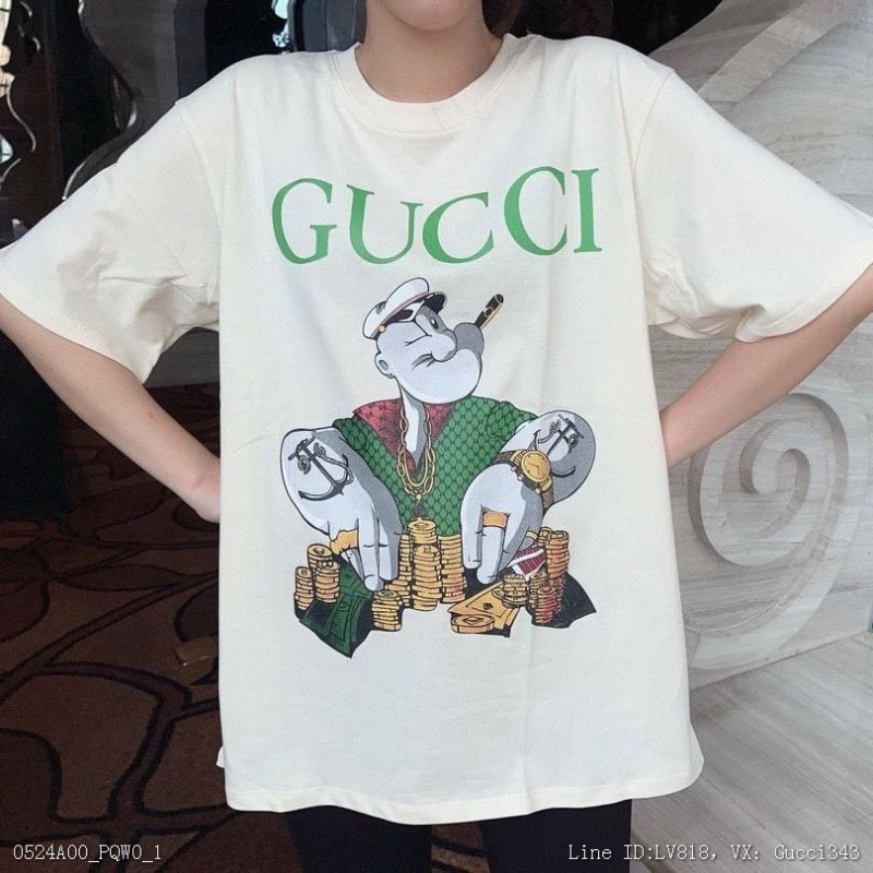 00014_ A00PQW0_ 22 summer new Gucci Popeye print short sleeve T-shirt loose top Unisex smlxl