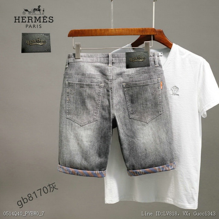 192_ Q40PYEW0_ Hermes new denim shorts 2838