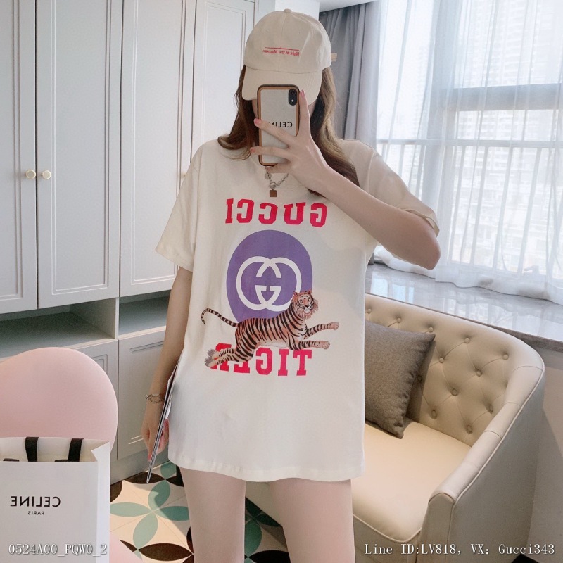00088_ A00PQW0_ Gucci high version T-shirt 2022 spring summer new year of the tiger spray printed double ring tiger short sleeve T-shirt loose T-shirt lovers smlxl