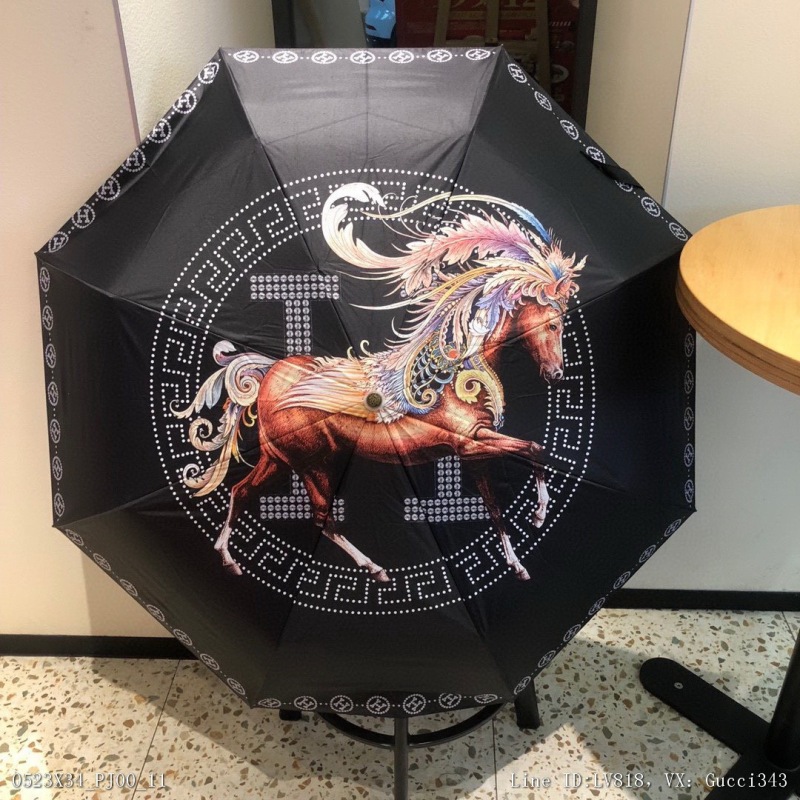 00003_ X34PJ00_ Hermes Hermes battle horse best h home three fold automatic umbrella is presented with its exquisite workmanship