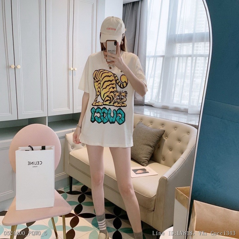 00078_ A00PQW0_ Gucci high version T-shirt 2022 spring and summer latest year of the tiger digital direct jet printing hand-painted short sleeve T-shirt smlxl