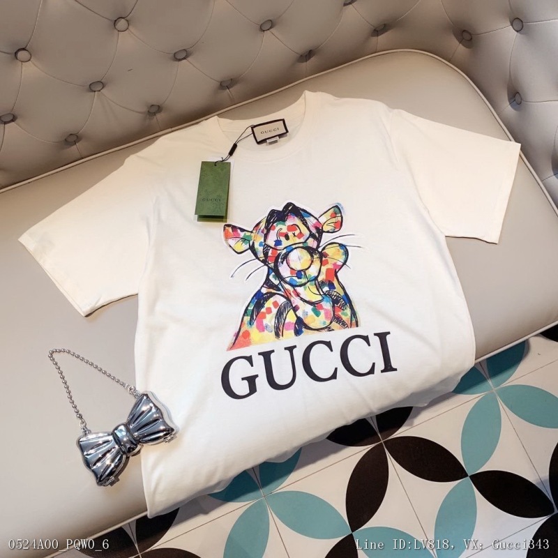 00005_ A00PQW0_ High version T-shirt 2022 latest Gucci Disney colorful ink print Tigger short sleeve T-shirt smlxl