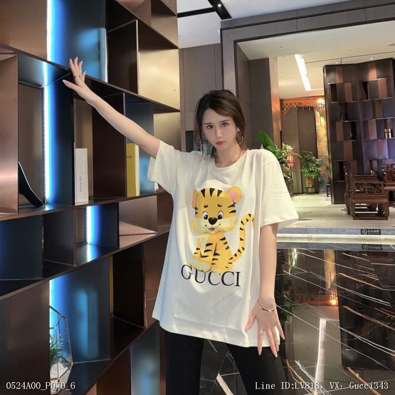 00037_ A00PQW0_ Gucci2022 spring and summer new year of the Tiger Chinese Zodiac 2022 early spring new chest printed letters short sleeve T-shirt apricot smlxl