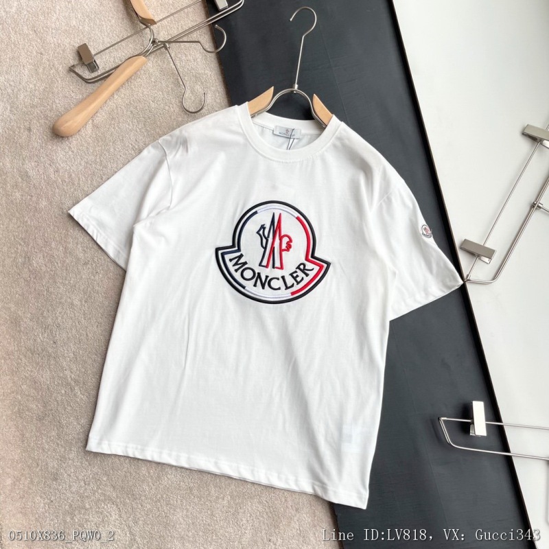 00087_ X836pqw0_ Moncler mengkou 22ss spring and summer catwalk limited edition short sleeve T-shirt Italy direct flight top class imported 40 thread double yarn 20