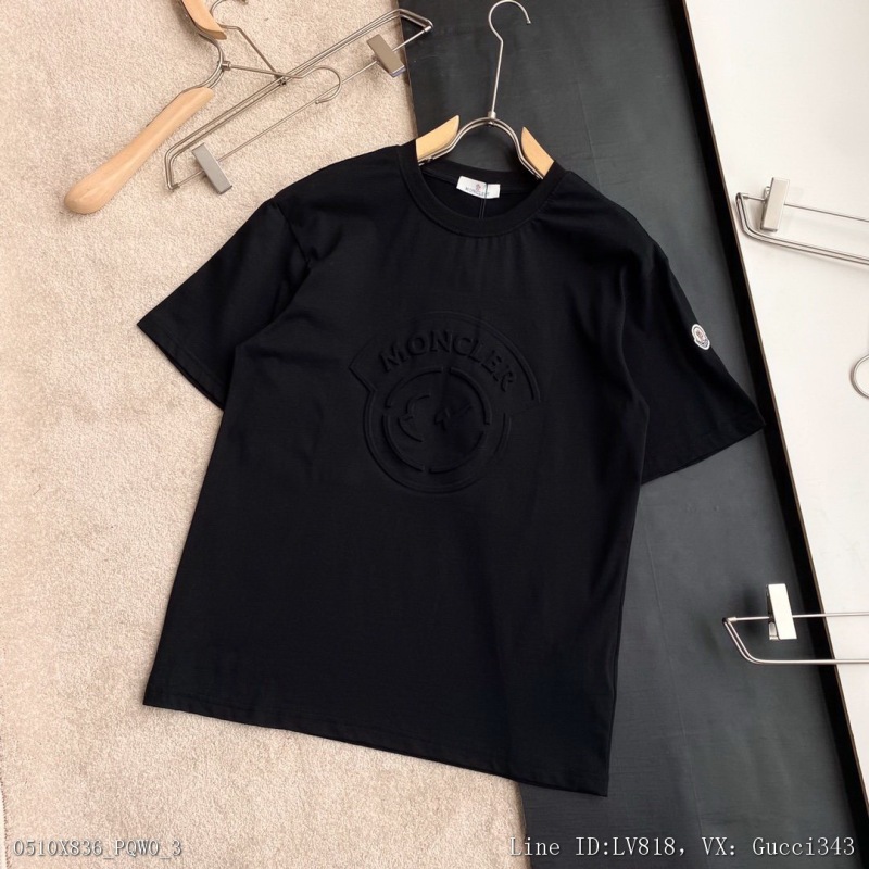 00095_ X836pqw0_ Moncler mengkou 22ss spring and summer catwalk limited edition short sleeve T-shirt Italy direct flight top class imported 40 thread double yarn 20