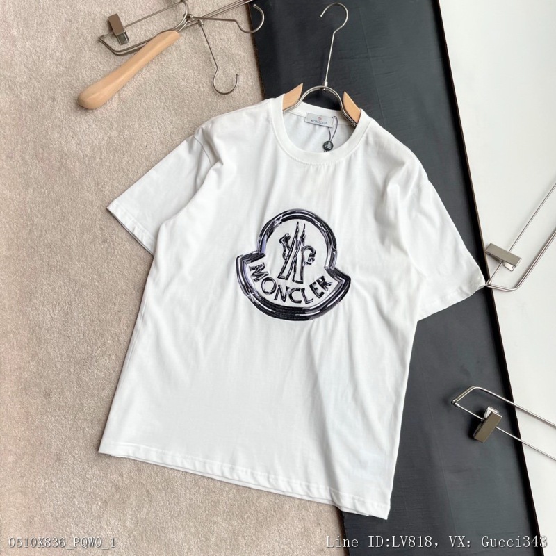 00092_ X836pqw0_ Moncler mengkou 22ss spring and summer catwalk limited edition short sleeve T-shirt Italy direct flight top class imported 40 thread double yarn 20