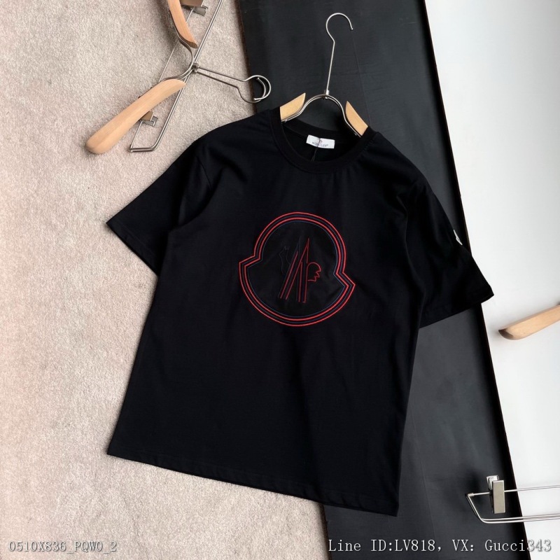 00080_ X836pqw0_ Moncler mengkou 22ss spring and summer catwalk limited edition short sleeve T-shirt Italy direct flight top class imported 40 thread double yarn 20