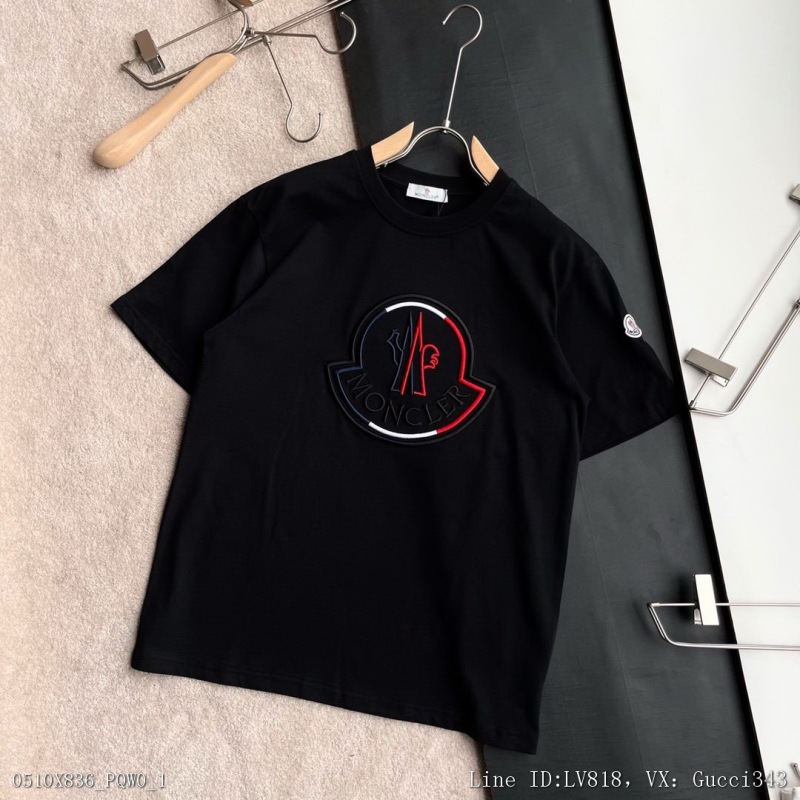 00087_ X836pqw0_ Moncler mengkou 22ss spring and summer catwalk limited edition short sleeve T-shirt Italy direct flight top class imported 40 thread double yarn 20