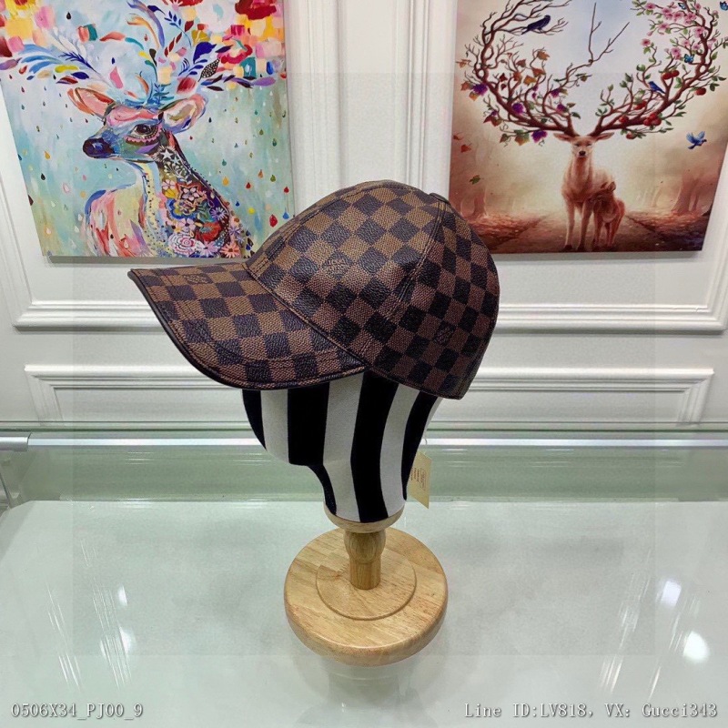00143_ X34PJ00_ With packaging bag LV Louis Vuitton classic original baseball cap classic old flower 11 open mold customized original counter PU leather