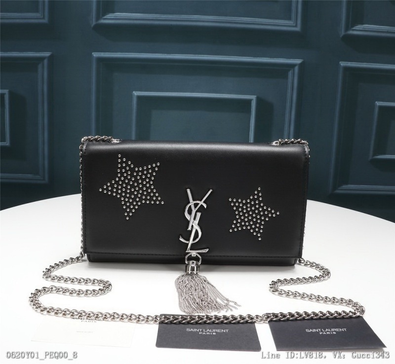 00284_ Y01PEQ00_ Saintlaurentparisysl Saint Laurent classic style adopts imported Southern cowhide embroidered with five pointed star