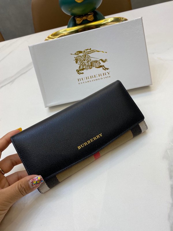 00417_ Q101PYS00_ 3661 Burberry's latest women's wallet 2-fold inside and outside top-level first layer cow leather original hardware pressure