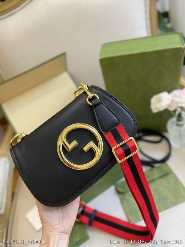 00820_ Q101PYLW0_ Folding gift box two straps gucci gucciblondie series round interlocking double g shoulder backpack G