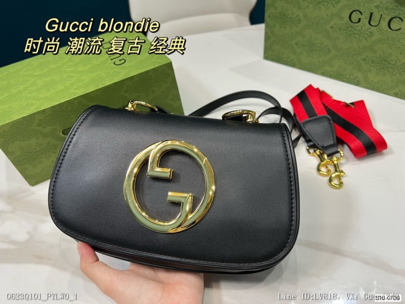 00200_ Q101PYLW0_ With folding box, Kuqi Gucci's absolutely big pop blondie metal hollow logo with flip
