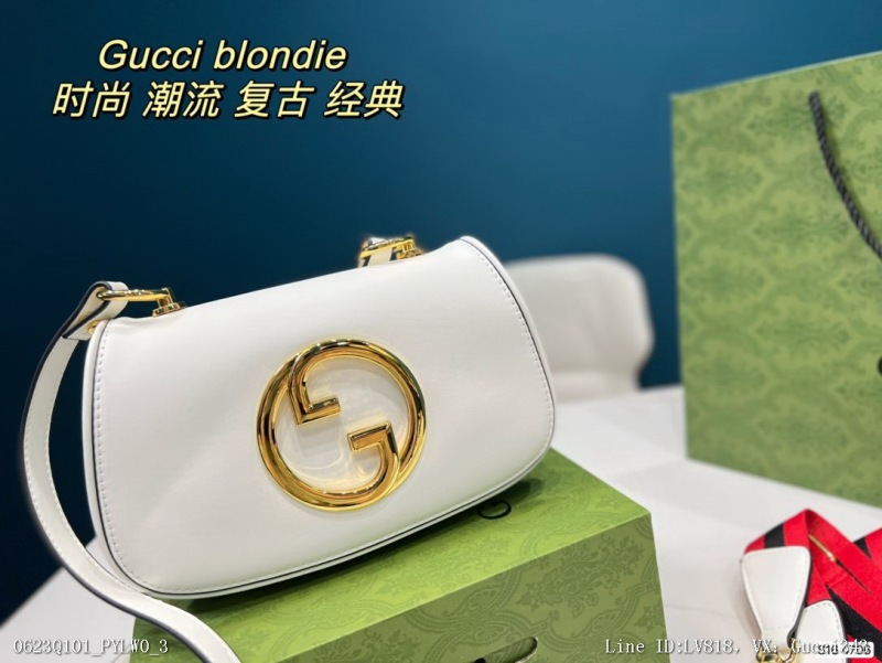 00199_ Q101PYLW0_ With folding box, Kuqi Gucci's absolutely big pop blondie metal hollow logo with flip