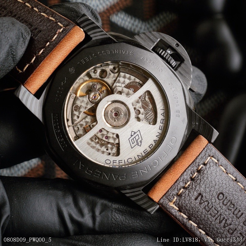 00077_ D09pwq00 peihai panelai arc film glass 44mmx16mm leather watch with original buckle