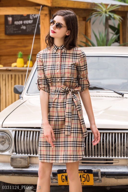 British style exquisite contrasting woven belt, roll sleeve design shirt dress