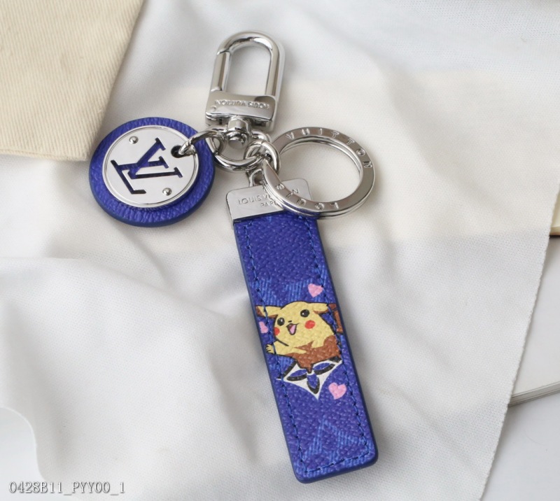 Blue leather with cute Pikachu keychain