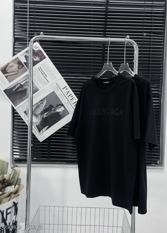 Balenciaga dark silicone logo print short -sleeved T -shirt