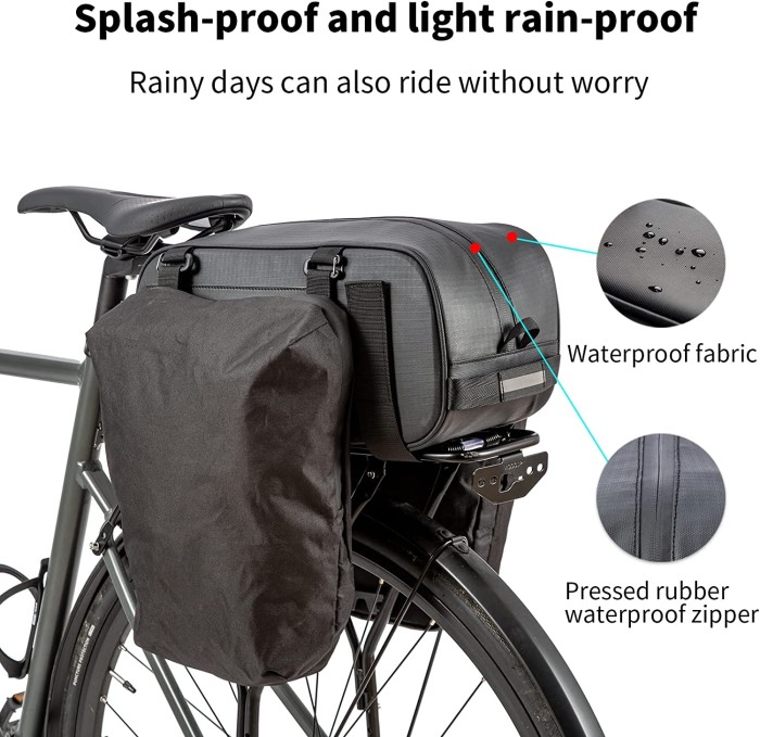 OLOGAIN Bike Trunk Bag Extra 26L Capacity Rear Rack Bag Seat Bag Backseat Storage Luggage Saddle Cargo MTB Road Bike Trunk Bag Hand Bag Aslant Water Proof With Reflective Strip