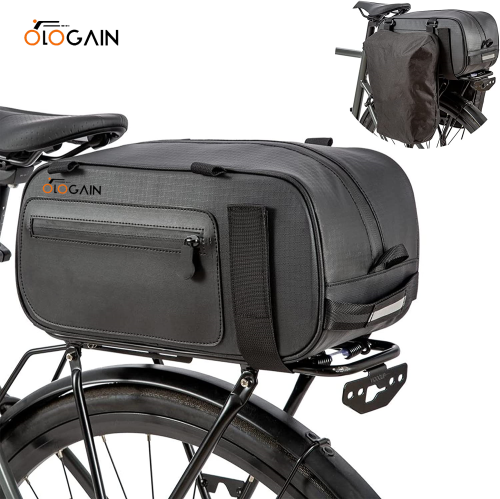 OLOGAIN Bike Trunk Bag Extra 26L Capacity Rear Rack Bag Seat Bag Backseat Storage Luggage Saddle Cargo MTB Road Bike Trunk Bag Hand Bag Aslant Water Proof With Reflective Strip
