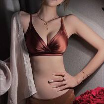 French super popular high-end satin sleep underwear [without steel ring adjustable underwear] gathered AD anti-sagging