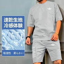 【官方正品】Adidas2024夏季男士運動休閒兩件裝