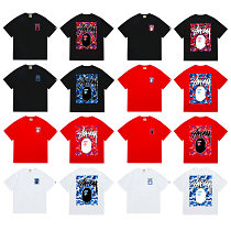 Stussy × APE聯名款 經典猿人頭LOGO印花短袖T恤