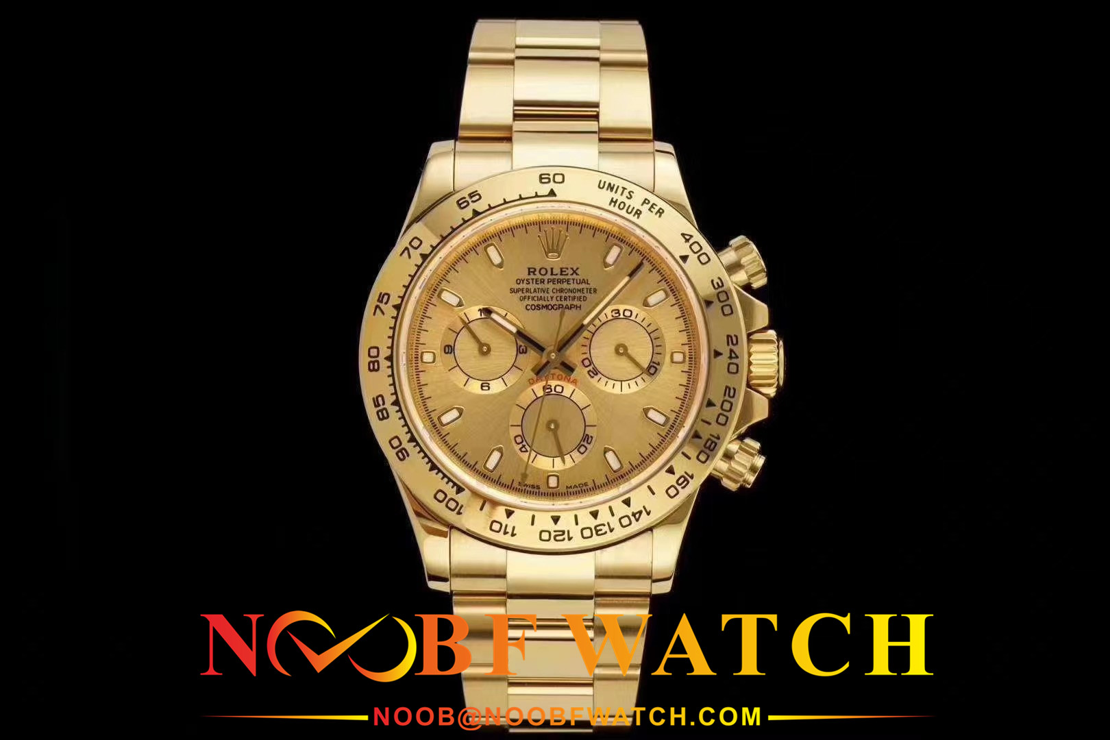 Daytona 116508 Noob Factory V3 Yellow Gold Plated SS 904L Champagne Dial  Swiss 4130