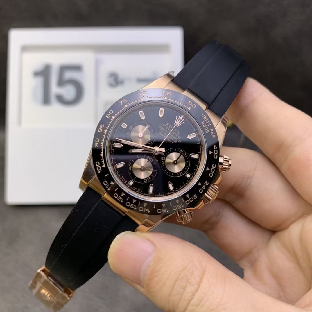 Daytona 116518 Paul Newman Noob Factory V3 Yellow Gold Plated SS 904L Black  Dial Swiss 4130 (