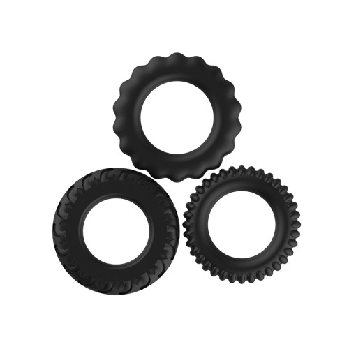 3pcs/Set Silicone Cock Ring In Black