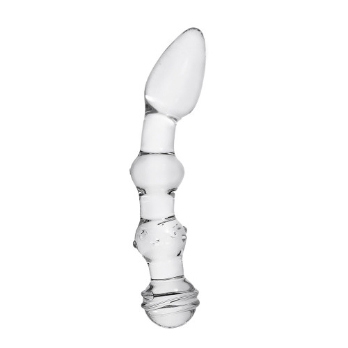 Clear Ribbed Glass Dildo